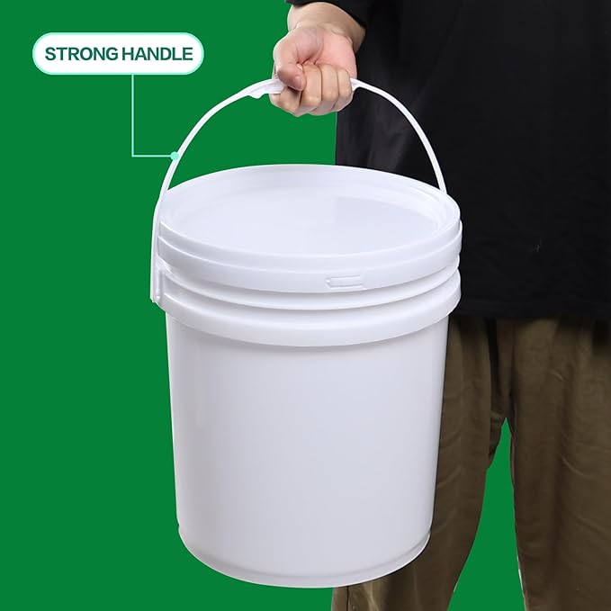 4 Pack Airtight Pet Food Storage Container, Round Plastic Bucket with Lids, 7 Gallon Capacity Food Grade Pail, White