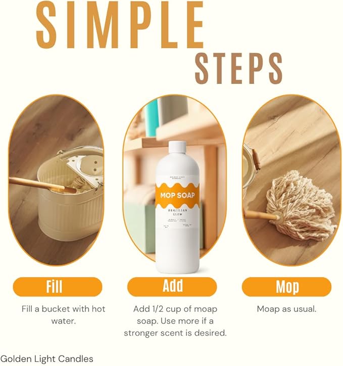 Mop Soap – Highly Scented Luxury Floor Cleaner Concentrate – Brazilian Glow Scent, Leaves Floors Shiny Without Residue – Multi-Surface Floor Mopping Solution, Made in USA, 32 oz