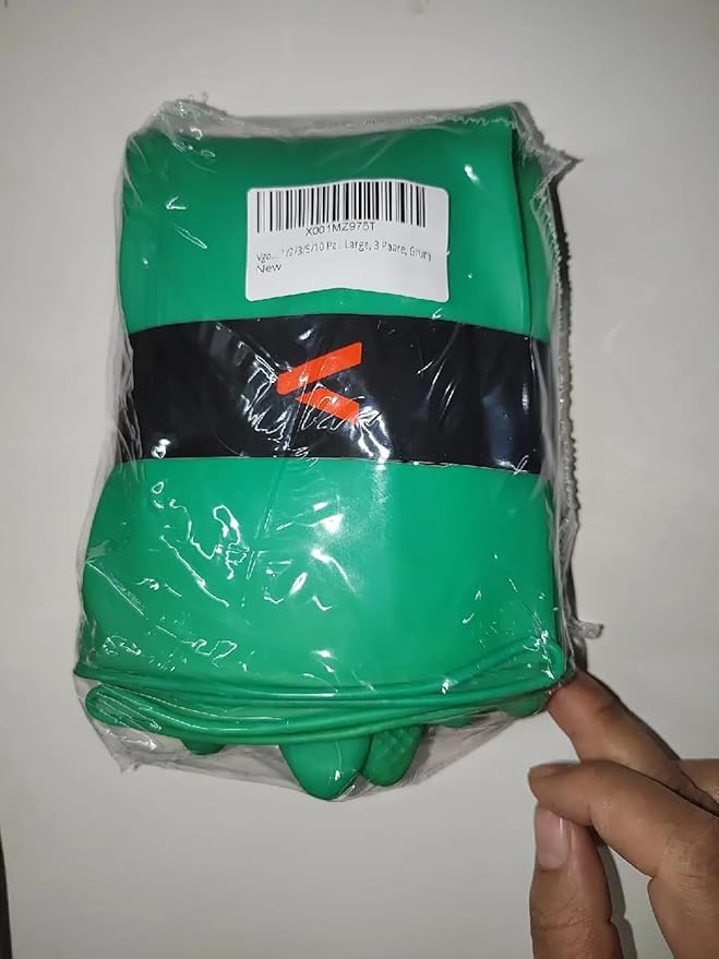 Vgo... 3-Pairs Reusable Household Gloves, Rubber Dishwashing gloves, Extra Thickness, Long Sleeves, Kitchen Cleaning, Working, Painting, Gardening, Pet Care (Size XL, Green, HH4601)