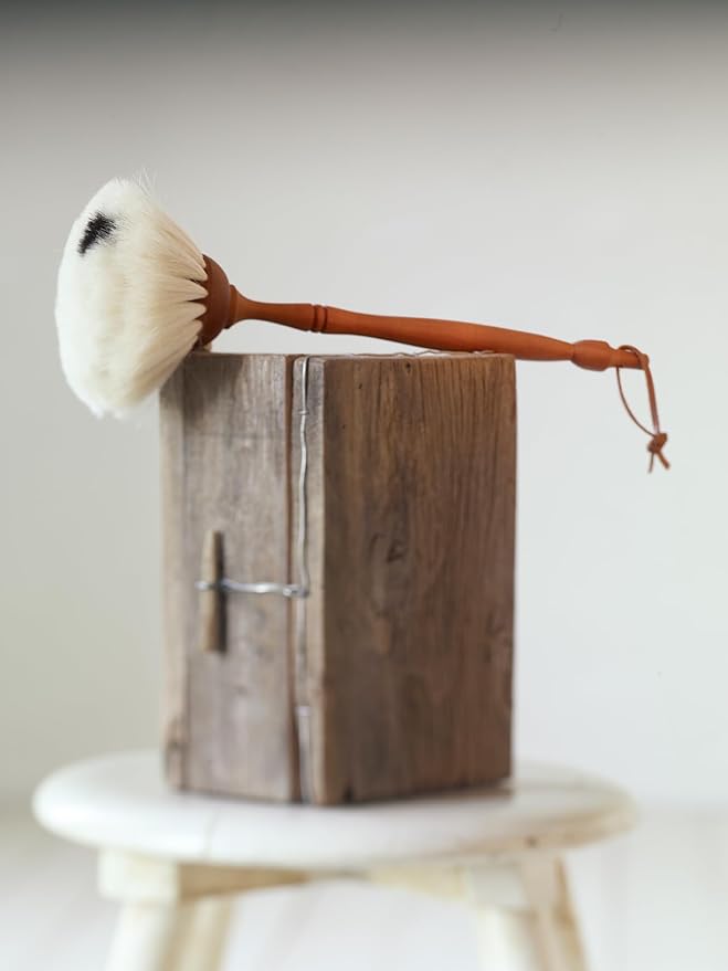 REDECKER Goat Hair Dust Brush with Oiled Pearwood Handle, 13-1/2 inches - Natural Bristle Duster Cleans Delicate Surfaces, Hanging Loop for Storage - Goat Hair Dusting Brush Made in Germany