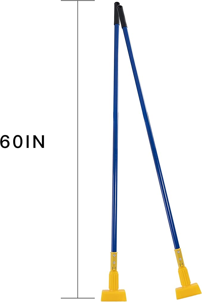 Matthew Cleaning Commercial Quick-Change Iron Mop Handle for Floor Cleaning Heavy Duty Mop Stick Replacement 60inch Jaw Clamp-Style Wet Mop Handle 12 Packs