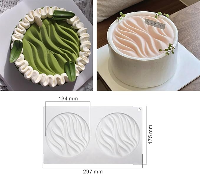 mostsom Silicone Molds Baking Mold for Mousse Cake, Silicone Mold for Chocolate, French Dessert Mold for Pastry Chocolate, Reusable Non-Stick Easy Release Baking Molds (D_ Round Wave)