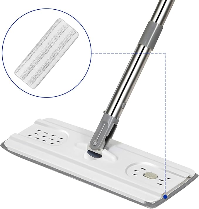 Microfiber Cleaning Pads for Flat Mop Bucket Set : 10 Packs 13" X 4.9" Washable Pads for Floor Cleaning Compatible with Tethys & Most 13 Inch Flat Mop Bucket System