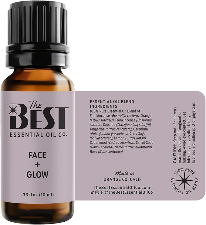 The Best Face + Glow Essential Oil Blend- Premium Grade- 100% Pure & Natural for Aromatherapy, Diffuser, Spa, Massage, Air Freshener- 10 ml (.33 fl oz)