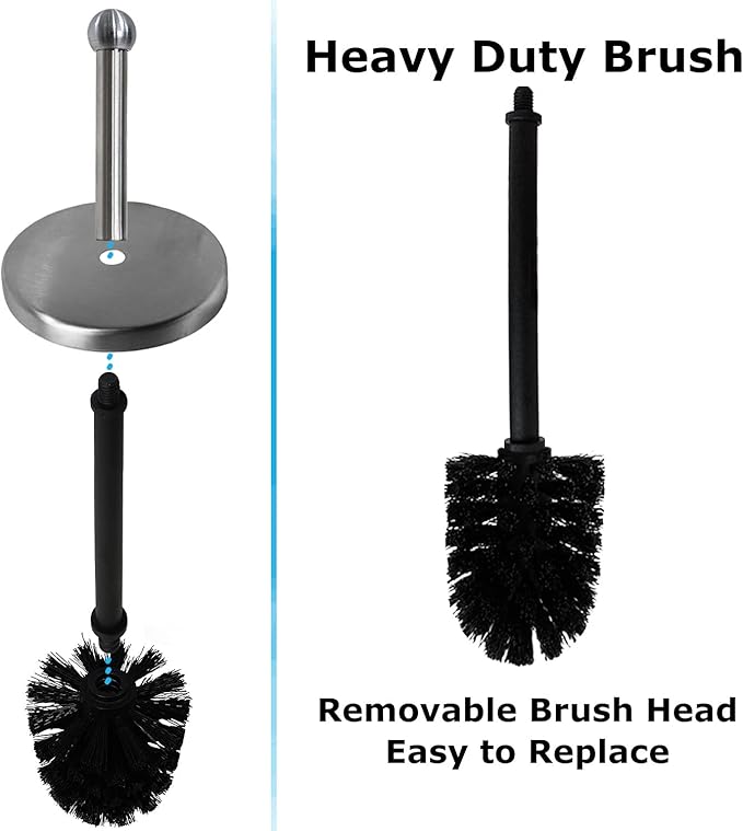 Blue Donuts Toilet Brush with Stainless Steel Holder, Toilet Bowl Cleaner Brush and Holder, Cleaning Brush Holder, Chrome