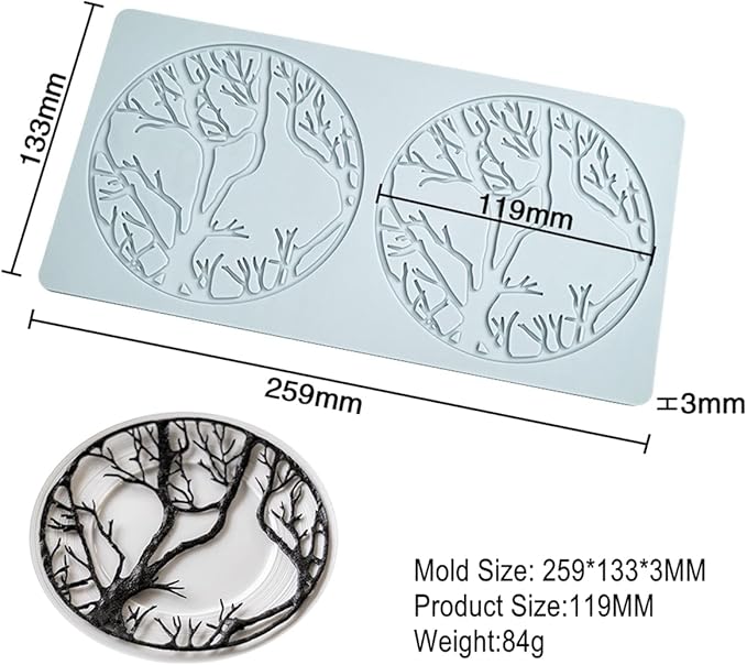 TUKE Leaf Molds DIY Ring Tree Forest Silicone Baking Molds Tuile Molds, Hollow 3D Fondant Lace Chocolate Candy Molds for Baking (Tree Forest G 10.36x5.32x0.12inch)