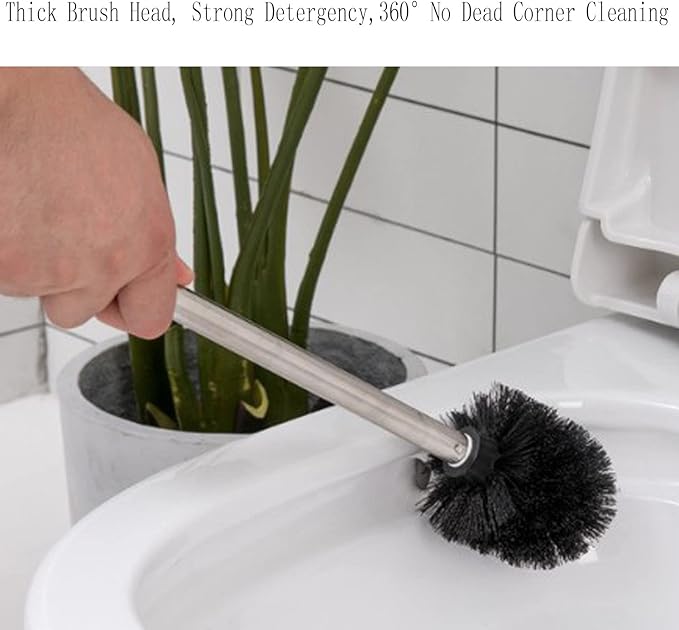 6PCS Toilet Brush Plastic Toilet Brushes Toilet Bowl Cleaner Brush Toilet Replacement Brush Bathroom Cleaning Brushes with Stainless Steel Handle. (Black)