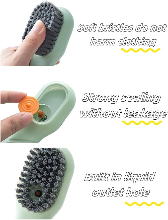 luvilly2Pack Multifunctional Laundry Brushes, Cleaning Brush with Soap Dispenser,Scrub Brush with Soap Dispenser,for Bathroom (Green and White)