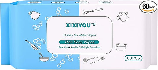 Reusable Dry & Wet Dish Soap Foam Wipes - Multi-Purpose Cleaning Towels for Kitchen, Bathroom, Travel | No Water Needed, Eco-Friendly, Reaches Hard-to-Clean Areas (60 Pack)