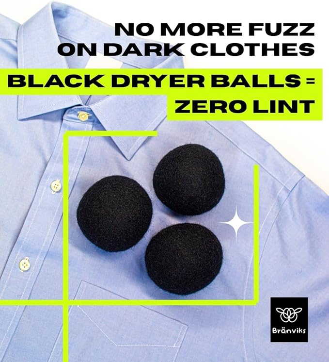Wool Dryer Balls – 6 XL Balls (White & Black Set) – Premium Natural Fabric Softener – 100% New Zealand Wool – Reusable, Eco-Friendly, Reduces Wrinkles & Static