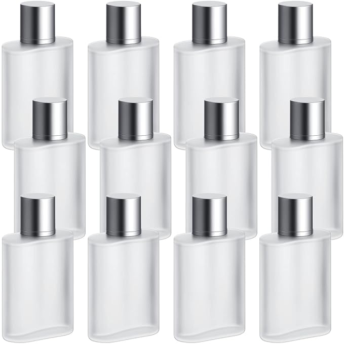 Tessco for you 12 Pcs 3.4 Ounces Perfume Bottles Empty Frosted Glass Spray Body Spray Bottles Empty 100ml Refillable Atomizer Fine Mist Atomizer Cosmetic Make up Container(Silver Gray)