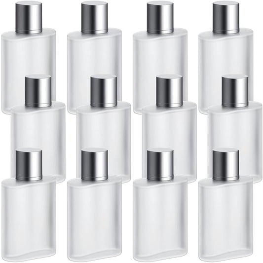 Tessco for you 12 Pcs 3.4 Ounces Perfume Bottles Empty Frosted Glass Spray Body Spray Bottles Empty 100ml Refillable Atomizer Fine Mist Atomizer Cosmetic Make up Container(Silver Gray)