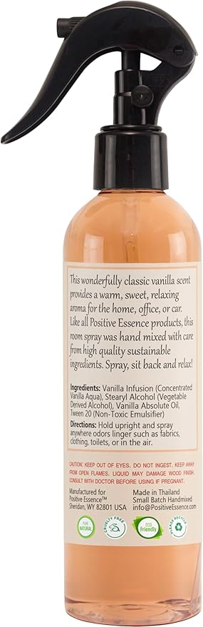 Vanilla Linen and Room Spray, Natural Home Fragrance Made with Pure Vanilla Essential Oil, Perfect Bathroom Air Freshener or Linen Spray (8.5 fl oz)