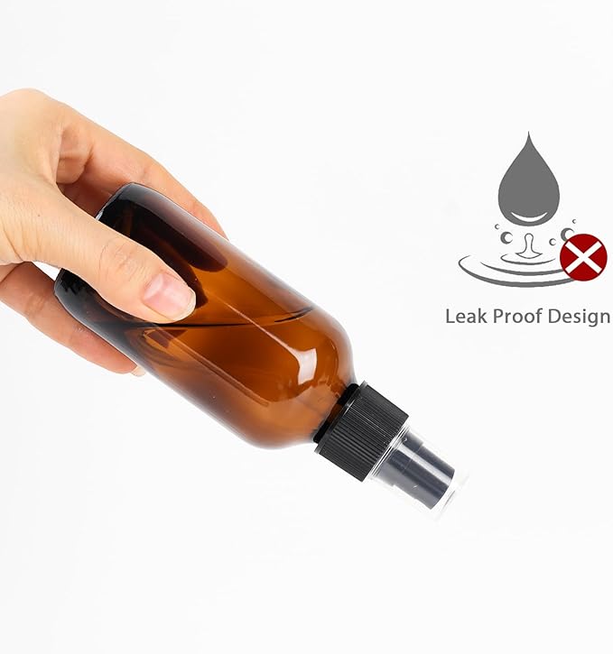 CycleMore 25 Pack 4oz Amber Glass Spray Bottles with Fine Mist Sprayers, Glass Travel Bottles for Cosmetic Essential Oils Cleaning Solutions Perfumes & More Liquids Ideal GIft