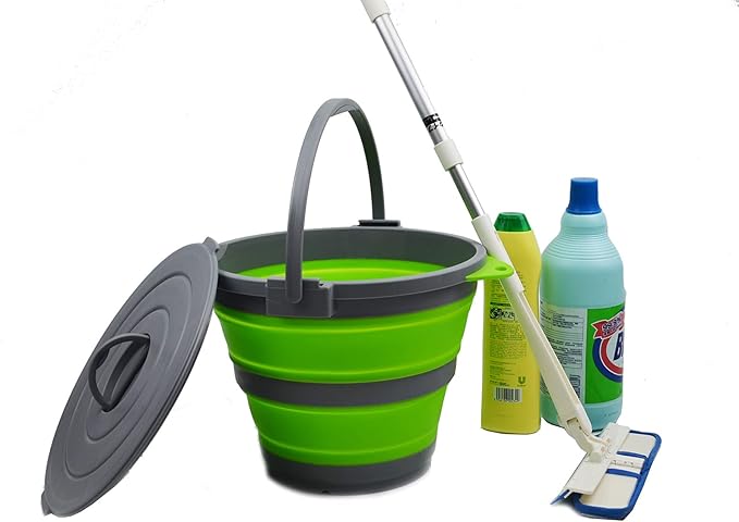 SAMMART 10L (2.64Gallon) Collapsible Fishing Bucket with Locking Lid - Portable Plastic Water Pail - Space Saving Outdoor Waterpot - Trunk Organizer for All Types of Vehicles