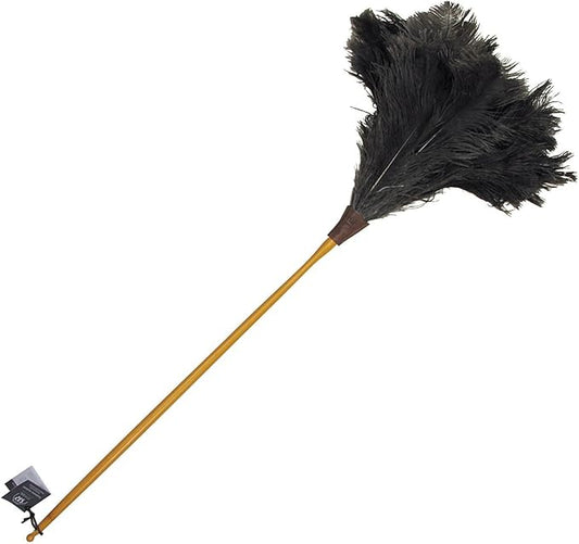 Redecker Ostrich-Feather Duster with Waxed Beechwood Handle, 43-3/8-Inches