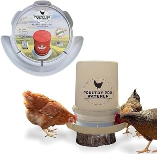The Original Poultry Pro Waterer | DIY Chicken Waterer for Chicken Coop | Hands Free Poultry Waterer Suitable for Pigeons, Ducks, Chickens & Other Smaller Birds - Fits All 5 Gallon Buckets