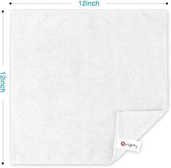 Orighty Microfiber Cleaning Cloth, 12 Pack Microfiber Towels for Cars, Highly Absorbent Car Cleaning Supplies, Lint Free Cloths Clean Rags for Car Care, House, Kitchen, 12x12 inch, White