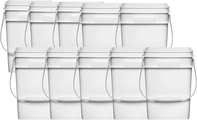 House Naturals 4 Gallon Square White Buckets - Pack of 20 containers