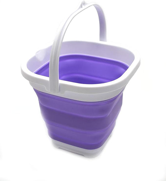 SAMMART 2.6L (0.68 Gallon) Super Mini Sqare Collapsible Plastic Bucket - Foldable Square Tub - Portable Fishing Water Pail - Space Saving Outdoor Waterpot (1, Lt. Purple)