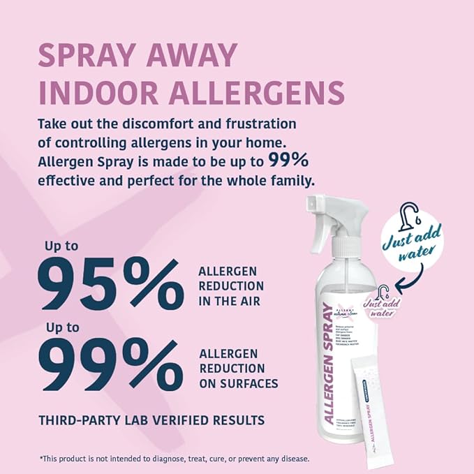 Allergen Spray, Pets, Dust Allergies & More, Air & Surface, Just Add Water, Bottle with One Refill, Over 64oz Total