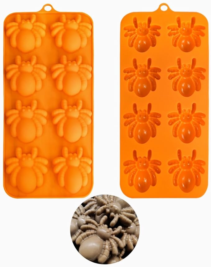 mostsom Chocolate Mold Halloween Silicone Baking Mold Spider Shape Silicone Cake Mold for Chocolate, Cupcakes, Candy, Cookies, Soap, Gummy, Jelly (I_8.88x4.04x0.6 inch)