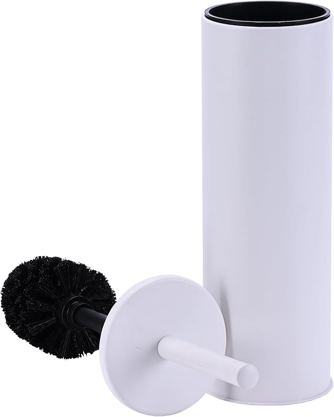 Deep & Sturdy Toilet Bowl Brush with Holder - Durable Scrubbing - Toilet Cleaners - Household Essentials - Bathroom Cleaner - Cleaning Supplies - Household Supplies, Matte White