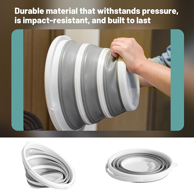 Collapsible Water Bucket (10L / 2.6 Gal) – Portable, Easy to Carry & Store, Ideal for Car Wash, Cleaning, Camping, Fishing, Outdoor Activities with Collapsible Handle Design, 2 Pack