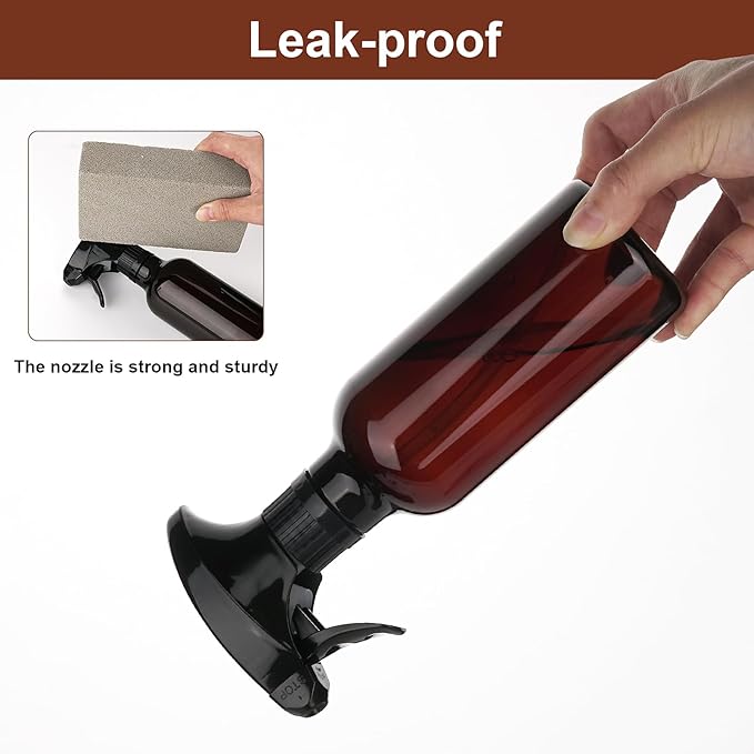 Cosywell 2 Pack Plastic Spray Bottles 12oz/360ml Empty Spray Bottles for Cleaning Continuous Misting Spray Bottle for Hair, Essential Oils, Toners Rose Water Cosmetics(Brown)