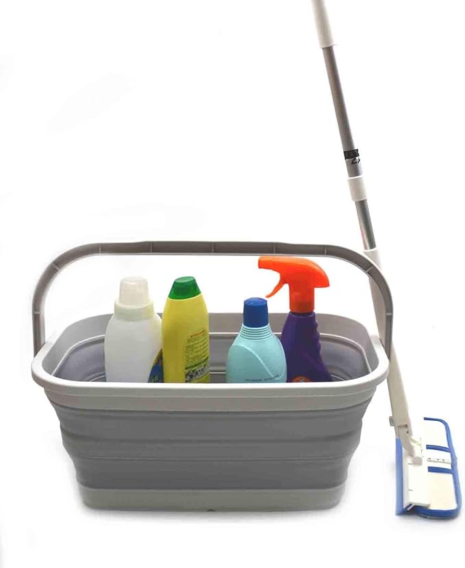 SAMMART 11.6L (3.06 Gallon) Collapsible Rectangular Handy Basket/Bucket (Grey, 1)