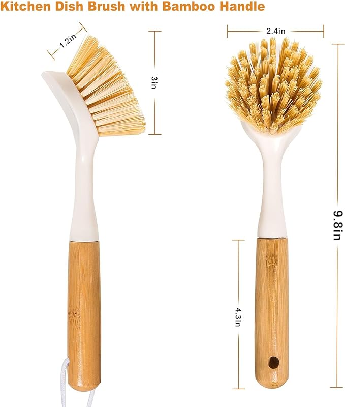 TEZZ 5 Pieces Cast Iron Cleaner Kit Include Stainless Steel Chainmail Scrubber, Dish Scrub Brush, Dual Sided Kitchen Dish Scrubber Sponge, Hot Handle Holder For Cleaning Cast Iron Skillets, Pot & Pans