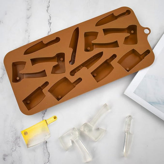 mostsom Chocolate Molds Halloween Chocolate Mold Knife Silicone Candy Molds for DIY Candy Ice Cube Sugar Halloween Party Cupcake Topper Decorating (C_ 8.92x4.04x0.56 inch)