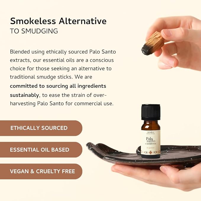 Palo Santo & Sandalwood Essential Oil Diffuser Blend by Aromafume | 3 x 10ml / 0.33 fl oz l Aromatherapy Oil for Smokeless Smudging | Natural Air fresheners for home | Spiritual Meditation Accessories