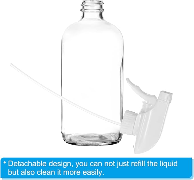 PATIKIL 16oz Glass Spray Bottles, 2pcs Nozzle Leak Proof Empty Water Mist Stream Sprayer with Silicone Sleeve for Cleaning Solutions Plants Hair, White Clear