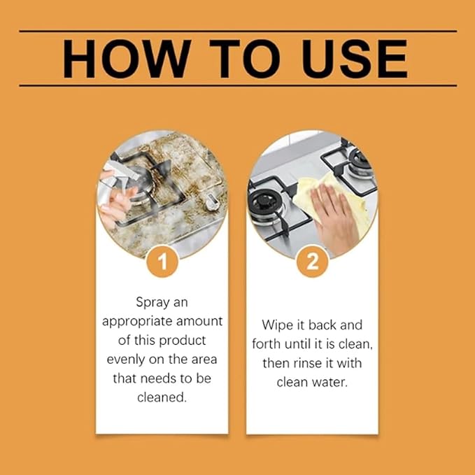 Powerful Kitchen Grease Cleaner, Powerful Clean Kitchen Oil Stains Spray, Heavy Duty Degreaser Cleaner Spray, All Purpose Heavy Oil Cleaning Agent, KitchenFoamCleaner Stubborn Stains Cleaner (2)