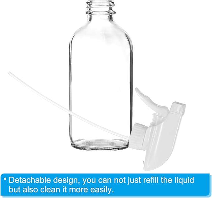 PATIKIL 8oz Glass Spray Bottle, 2pcs White Nozzle Leak Proof Empty Water Sprayer for Cleaning Solutions Plants Hair