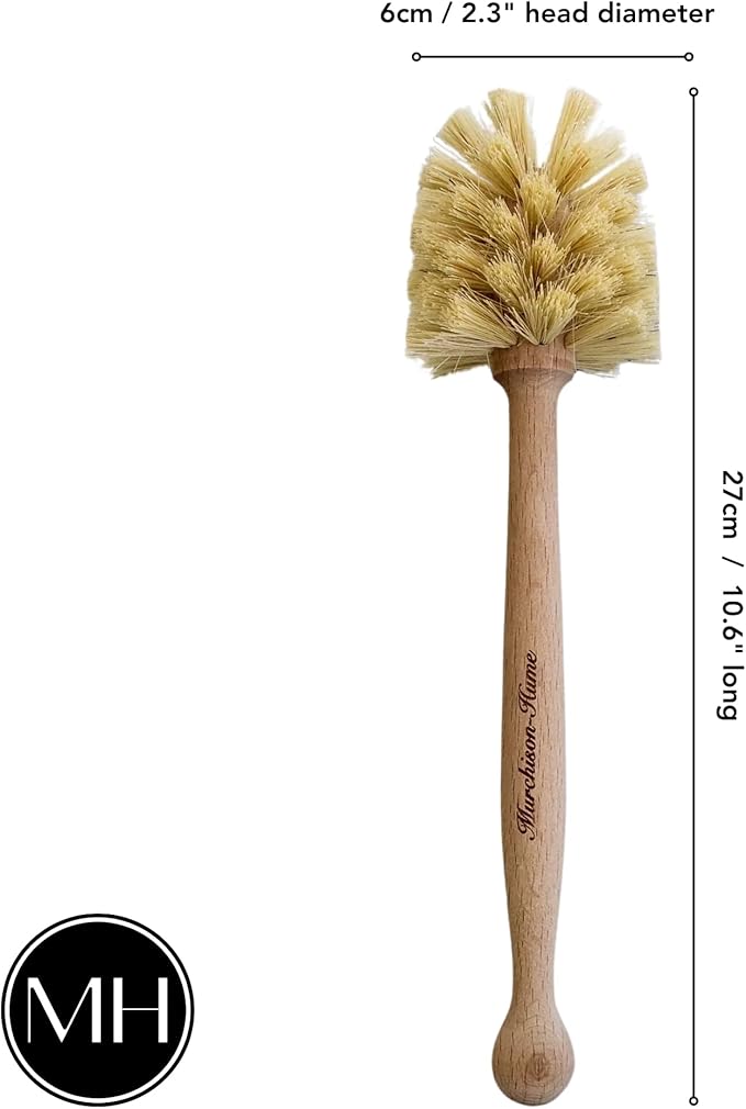 Murchison-Hume Natural Bottle Brush - Eco-Friendly & Biodegradable Bottle Brush with Beechwood Handle and Sisal Bristles, Bamboo Dish Brush for Baby Bottles, Glassware, and More