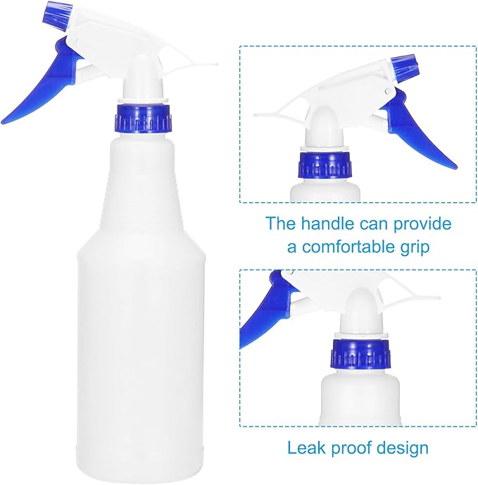 PATIKIL 500ml/16oz Plastic Spray Bottles, 4pcs Adjustable Nozzle Leak Proof Empty Water Mist Stream Sprayer for Cleaning Solutions Plants Hair, Dark Blue