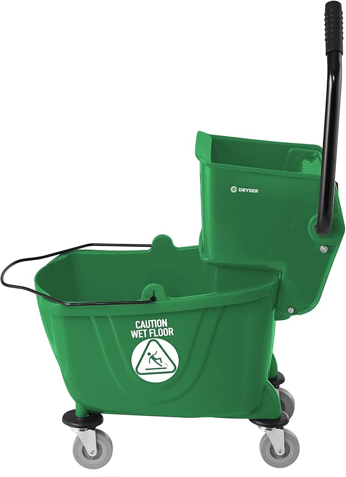 Dryser Commercial Mop Bucket with Side Press Wringer, 26 Quart, Green