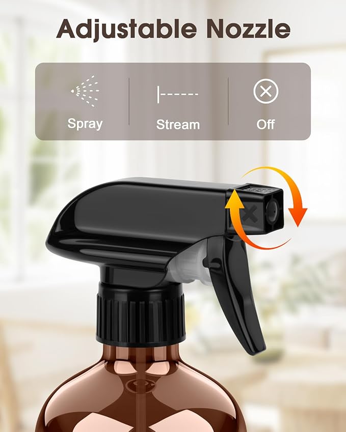 Glass Spray Bottle with Silicone Sleeve Protection, Amber Glass Spray Bottle Set for Window Cleaner Aromatherapy Facial Hydration Watering Flowers Hair Care 2 Pack/16 oz (Black & Blue, 16 oz)