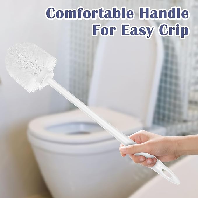 15 Pcs Toilet Brush 14 Inch Long Toilet Bowl Brush Handled Cleaning Scrubber with Hook Hole Commercial Heavy Duty Toliet Brushes for Bathroom Cleaning Supplies, White