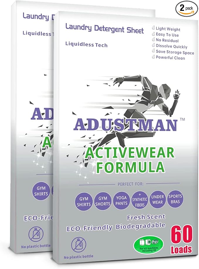 Laundry Detergent Sheets Active Wear Formula Breeze Fresh 120 loads 2 Pack Liquid-less Tech Earth-Friendly More Convenient Wash Laundry Liquid Pods Powder