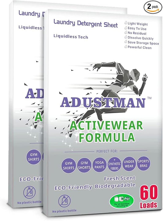 Laundry Detergent Sheets Active Wear Formula Breeze Fresh 120 loads 2 Pack Liquid-less Tech Earth-Friendly More Convenient Wash Laundry Liquid Pods Powder