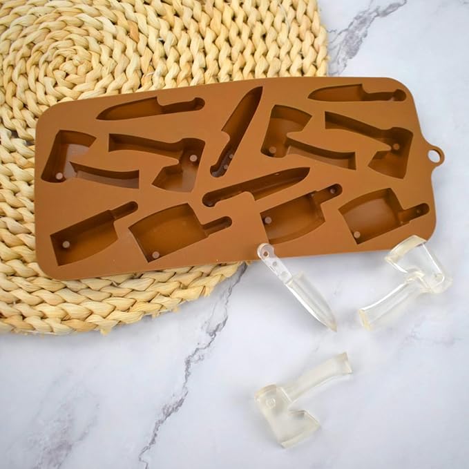 mostsom Chocolate Molds Halloween Chocolate Mold Knife Silicone Candy Molds for DIY Candy Ice Cube Sugar Halloween Party Cupcake Topper Decorating (C_ 8.92x4.04x0.56 inch)