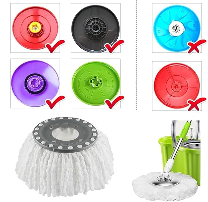 Spin Mop Heads Replacement Refill for Old Hurricane Mr.Clean 360 Spin Magic Rotating Round Mop Microfibre,Universal Spin Mop Heads Clean Mop Head Refill for Standard Mops (4 Pack)