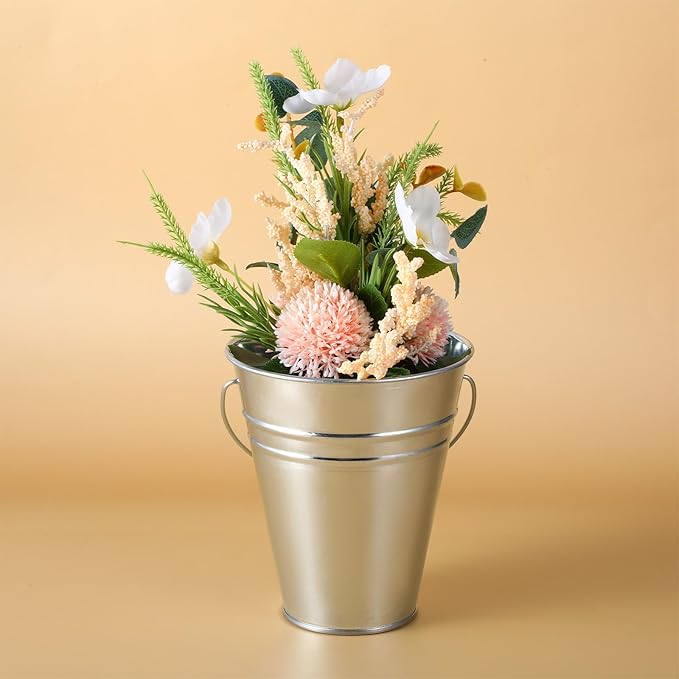 16 Pack Galvanized Buckets, 4.5"x 5.2" Metal Buckets with Handle Small Pails Tin Bucket for Party Favors, Farmhouse Flower Bucket Garden Planters Decorative Table Centerpieces Party Supplies