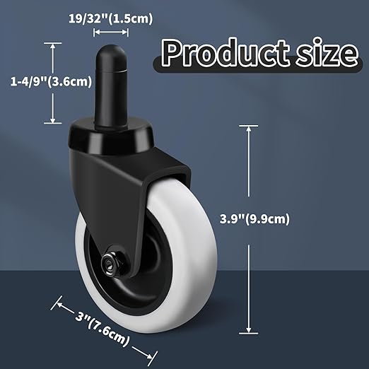 3" Mop Bucket Wheels Replacement, Non-Marking TPR Castors Set of 4 for Rubbermaid Models 7570-L2, 7571,7580,7581,7582 7583