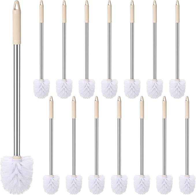 15 Pack Toilet Brush 18.5 Inch Toilet Bowl Brush Bathroom Cleaning Supplies White Stainless Handle Toilet Scrubber Brush for Deep Cleaning