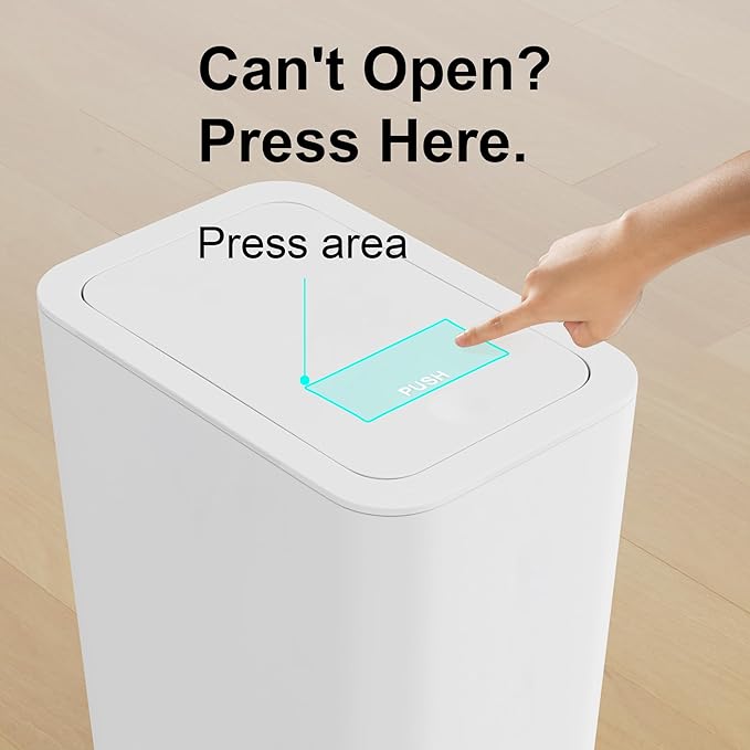 N. NETDOT 3 Pack 3 Gallon Small Trash Can with Lid, Bathroom Garbage Can with Pop-Up Lid, Waste Basket for Bathroom, Kitchen, Bedroom, Powder Room, Craft Room, Office, College (Off White)