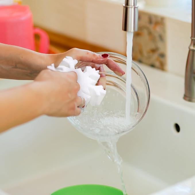 Tioncy 12 Pack Christmas Snowflake Sponges Bulk Dual Sided Scrubber Christmas Kitchen Sponges Dishwashing Non Scratch for Kitchen Accessories Dish Scouring